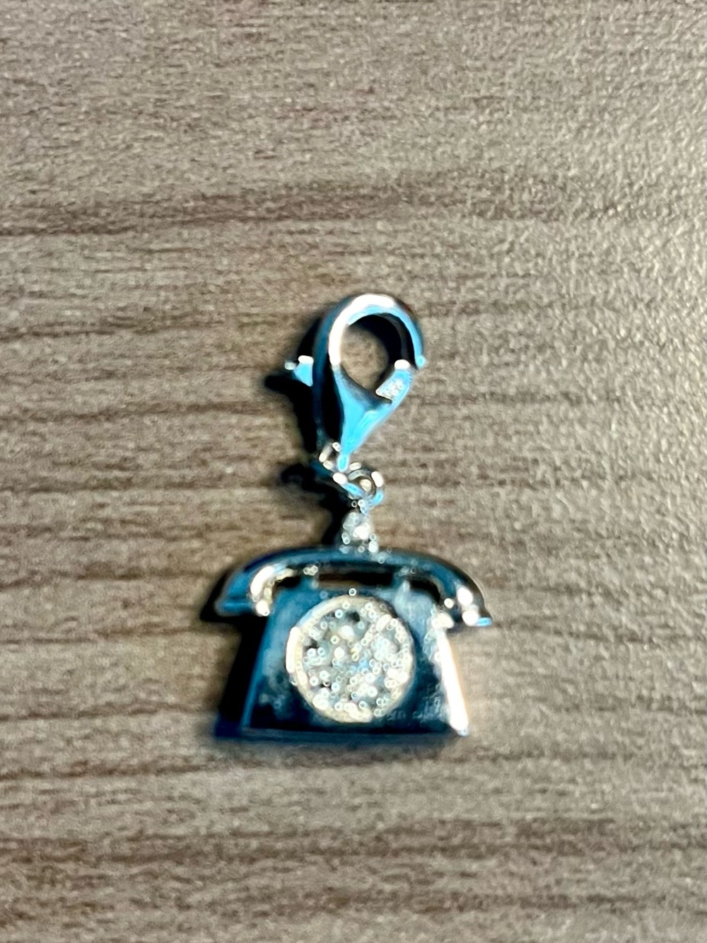 Silver Phone Charm Pendant with Lobster Clasp - Silver